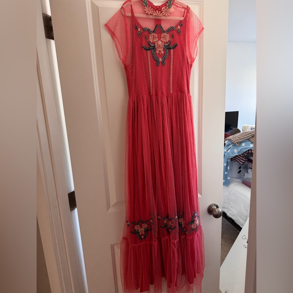 Elegant Pink Embroidered Kids Dress - Picture 3 of 5